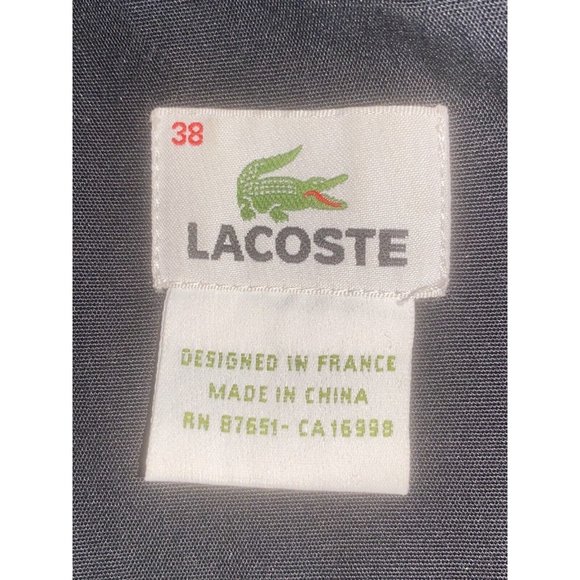 Lacoste Long Sleeve Black Double Collar Zip Front Snap Close Puffer Jacket Sz 38 - Picture 6 of 7